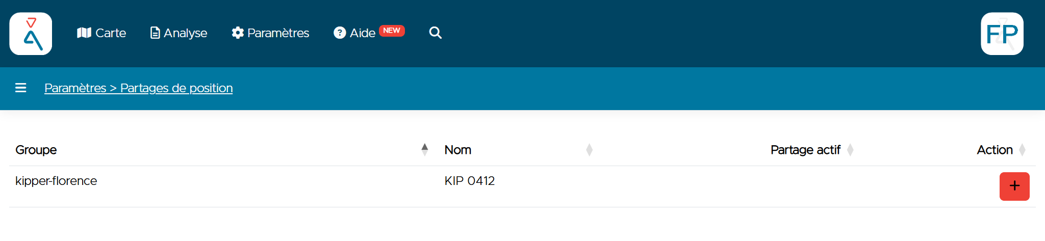 Alpik Pro — Position sharing list