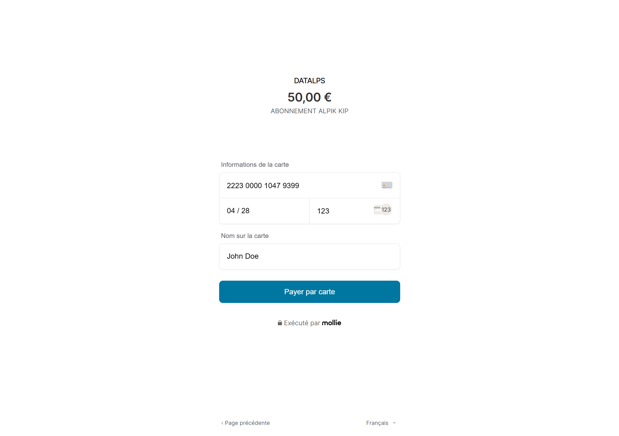 Mollie payment page — Alpik KIP subscription