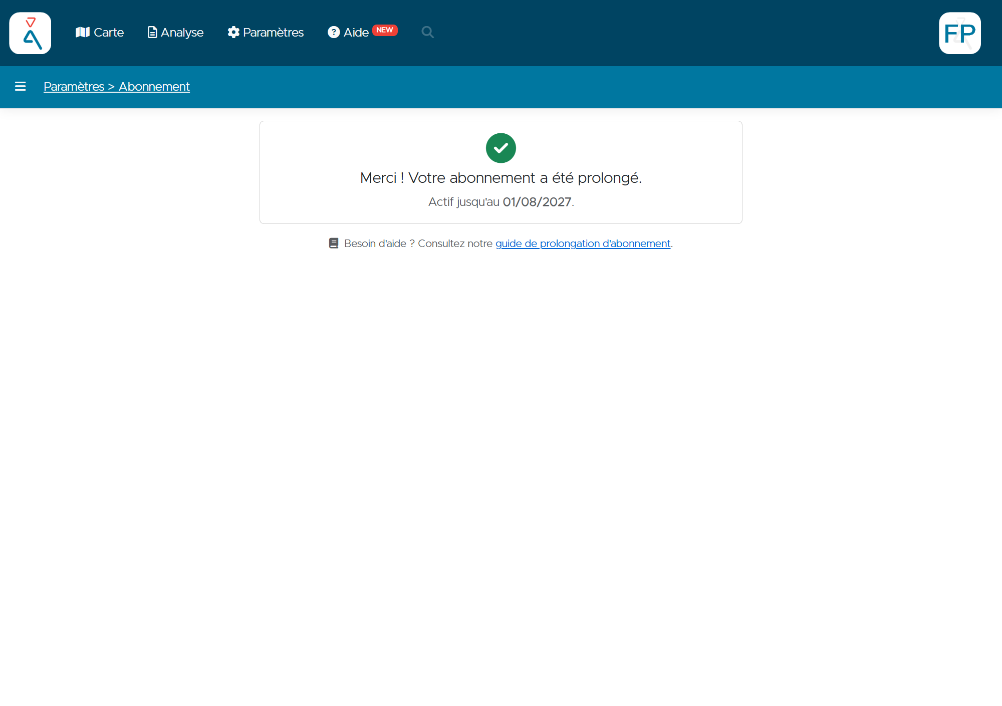 Alpik Pro — Confirmation de prolongation d'abonnement